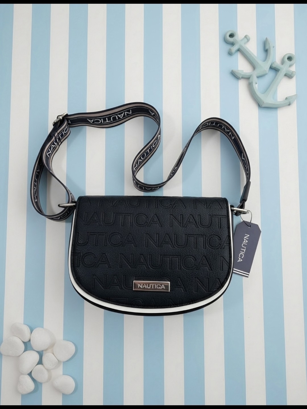 Nautica Navy and White Logo Crossbody Bag